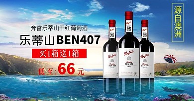 澳洲紅酒海報(bào)深海酒瓶促銷海報(bào)奔富紅酒