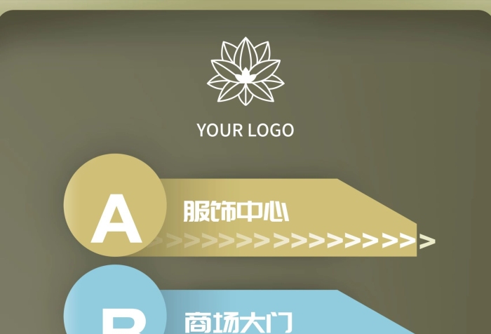 掃碼關注服飾中心簡約商場引導導視牌
