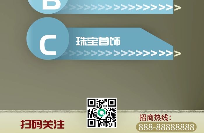 掃碼關注服飾中心簡約商場引導導視牌
