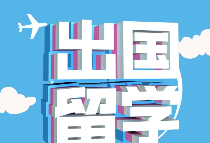 训为主蓝色扁平化出国留学海报
