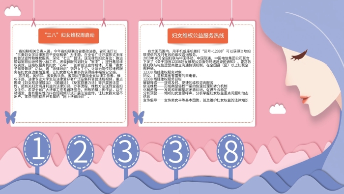 三八為主題深化婦女維權(quán)展板
