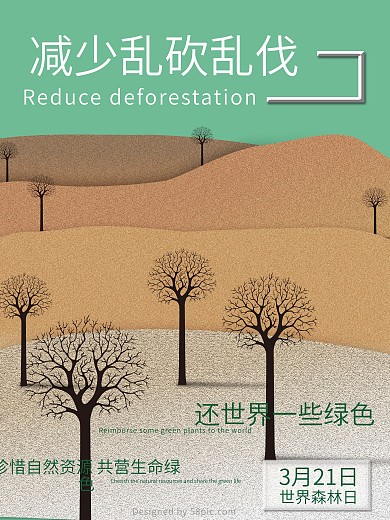 減少亂砍亂伐保護(hù)森林公益海報(bào)
