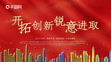 开拓创新红色展板
