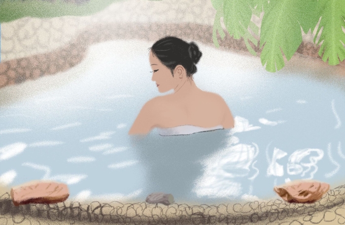 中國山水冬季冬日溫泉促銷旅游旅行海報
