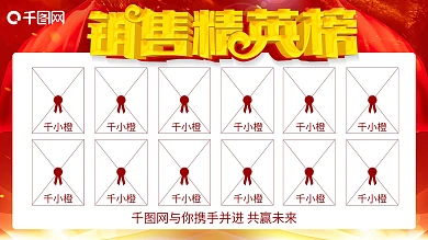 销售精英榜冠军业绩榜喜庆红色企业公司展板