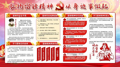 黨建風(fēng)雷鋒紀念日雷鋒故事介紹內(nèi)容展板