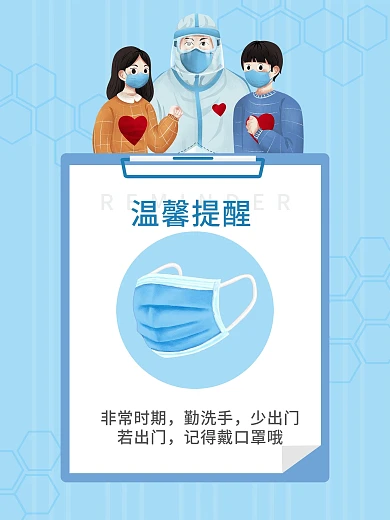 请佩戴口罩疫情防控预防新冠病毒公益海报