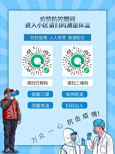 疫情防控社區(qū)小區(qū)超市掃碼測(cè)體溫登記海報(bào)
