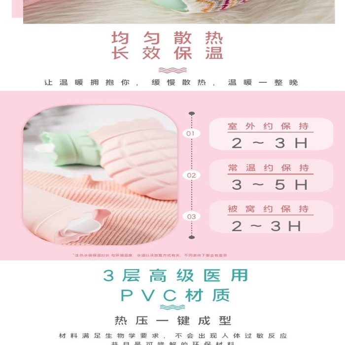 格子紋理環(huán)保新料注水式?jīng)_水暖水袋
