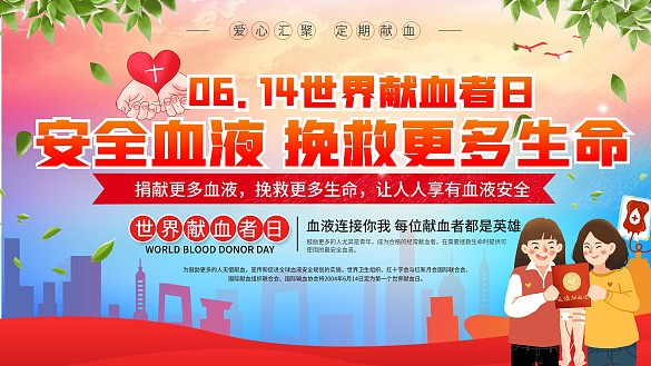 社區(qū)風(fēng)614世界獻(xiàn)血者日獻(xiàn)血宣傳展板