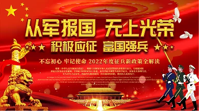参军报国宣传政策内容展板