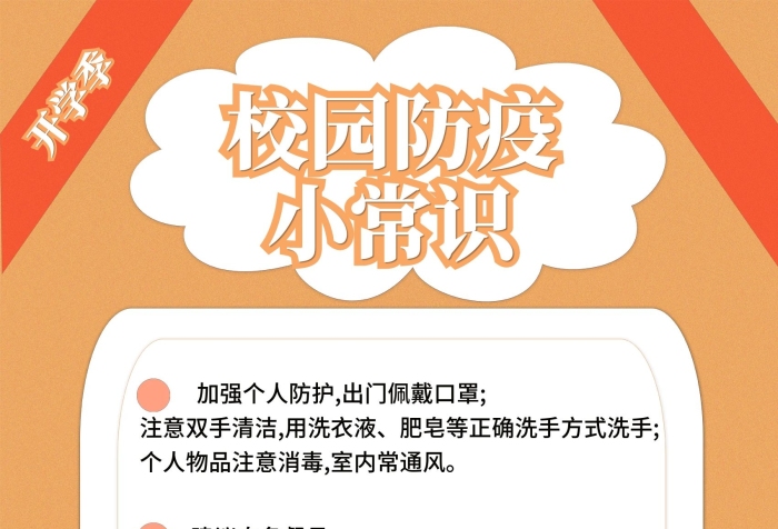 個人口罩雙手校園防疫小常識海報
