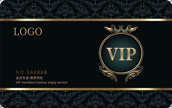 黑色歐式花紋簡約商店VIP卡