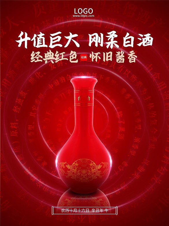 傳統(tǒng)紅色簡約風(fēng)醬香白酒廣告海報(bào)