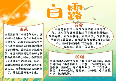 白露海报手抄报小报