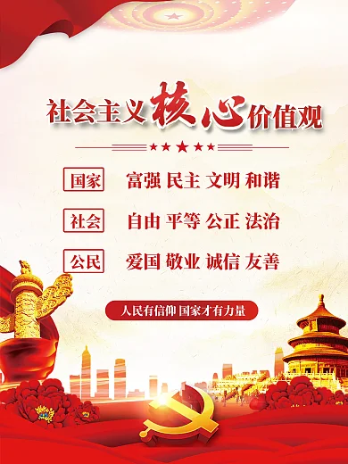 人民有信仰社会主义核心价值观党建展板海报