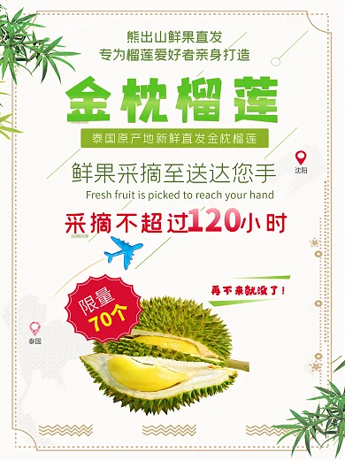 手机海报推广新鲜金枕榴莲
