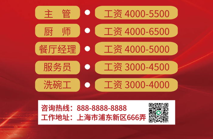 主管廚師飯店餐廳企業(yè)個(gè)體誠(chéng)聘招聘海報(bào)
