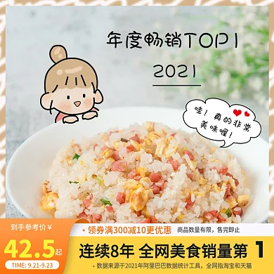 美食卡通小女孩可爱风电商促销上新主图海报