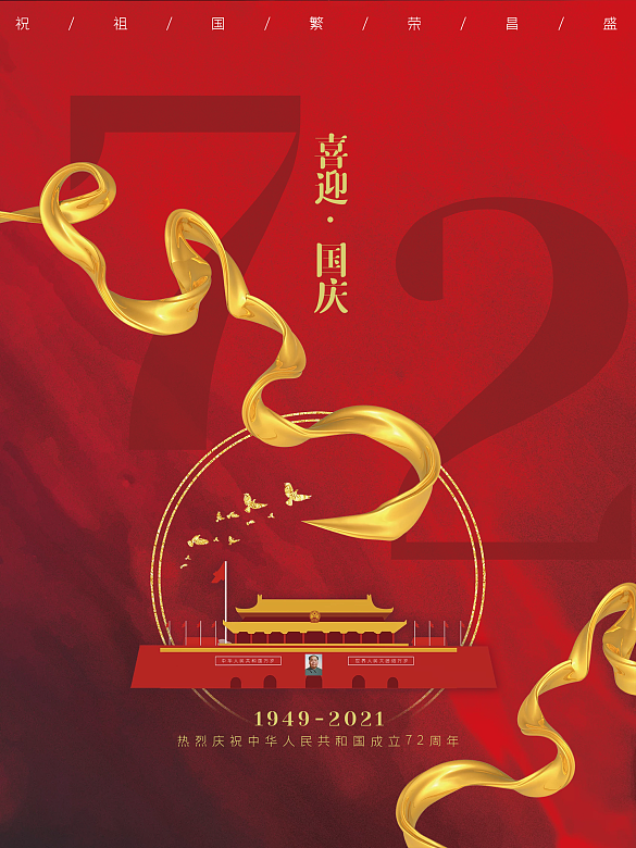 國慶節(jié)天安門紅色大氣祖國繁榮昌盛節(jié)日海報