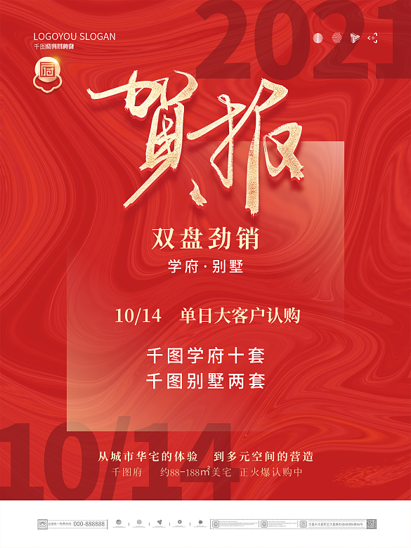 紅金地產(chǎn)銷售喜報海報