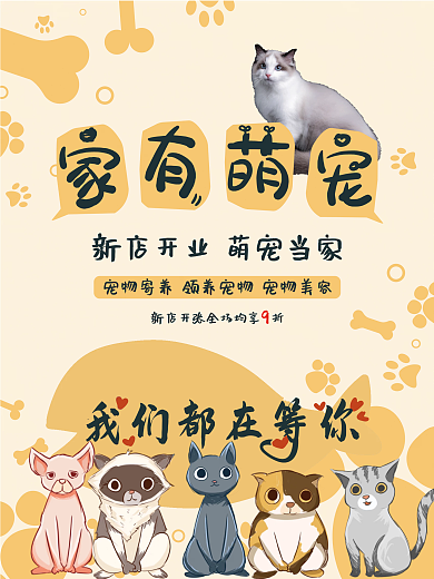 高清ai萌寵海報源文件