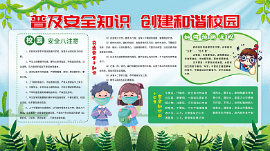 普及安全知識(shí)創(chuàng)建和諧校園平安校園展板海報(bào)