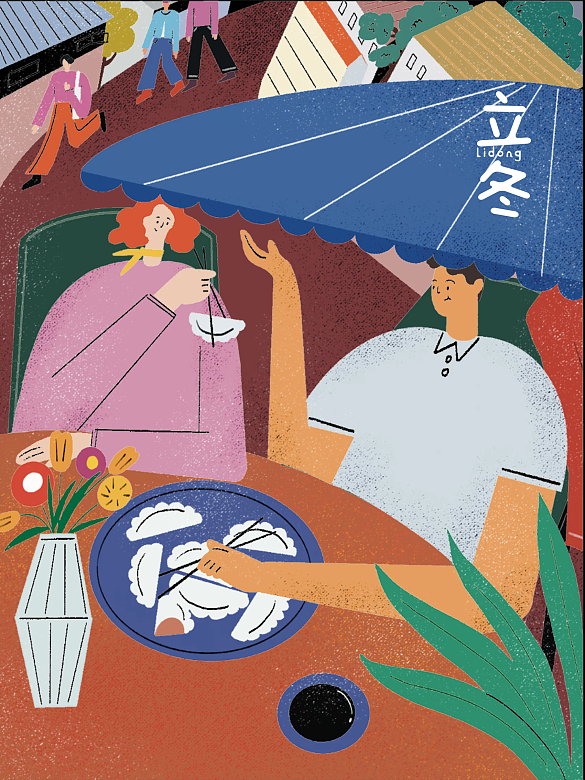原創(chuàng)插畫手繪立冬節(jié)氣海報(bào)