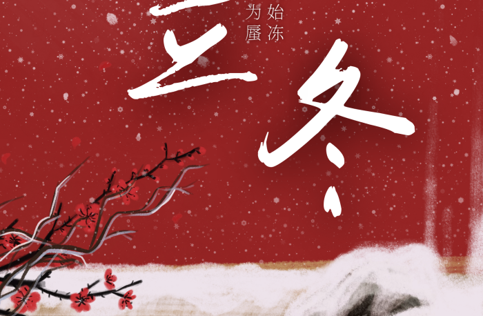 節(jié)氣下雪雪樹枝中國風立冬海報
