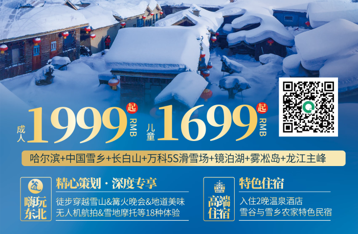 晚日游成人哈爾濱冬季旅游旅行促銷海報
