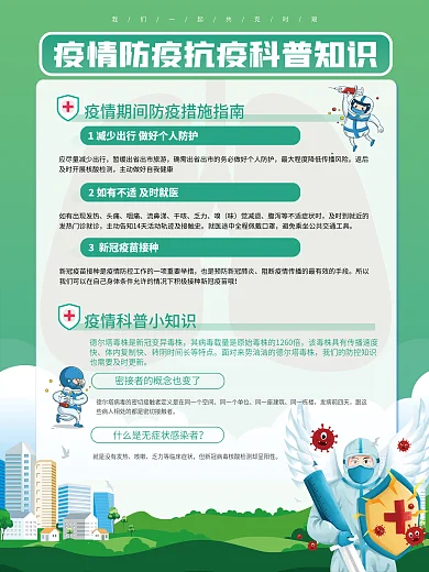 绿色新冠疫情防疫抗疫科普知识宣传系列海报