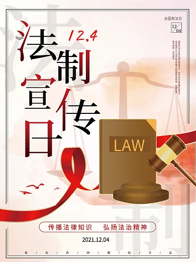 简约风全国法制宣传日公益党建海报