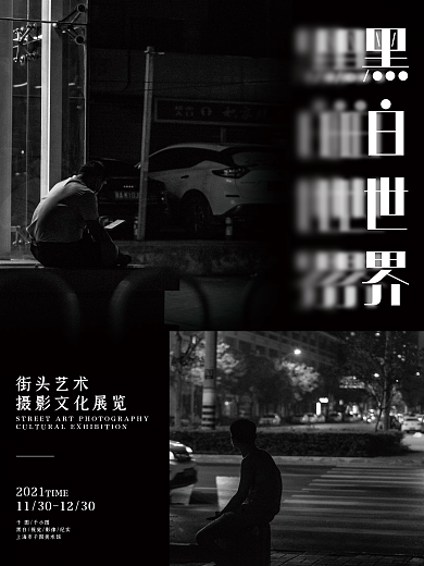 黑白藝術(shù)展覽街頭攝影海報