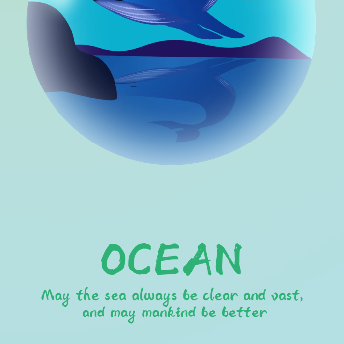 簡約鯨魚海洋保護海報