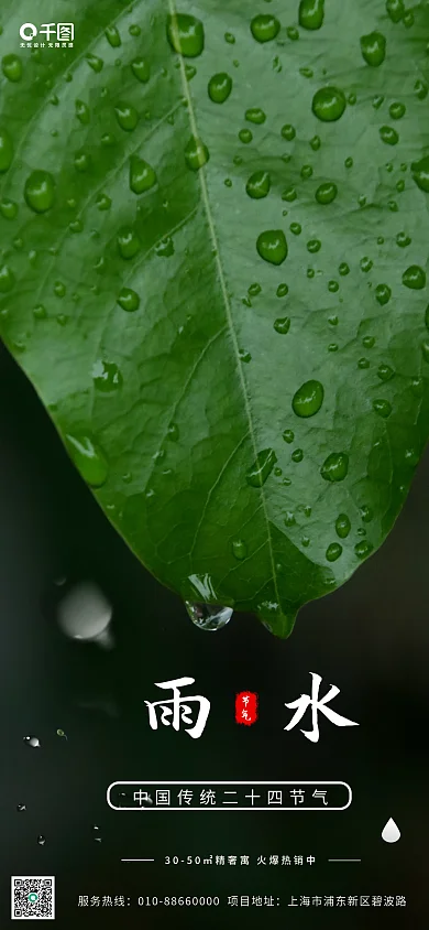 简约雨水节气海报