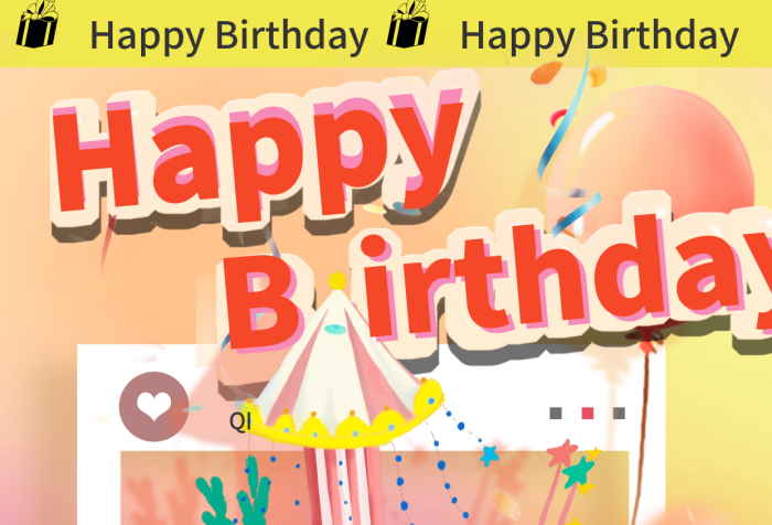 企業(yè)員工生日祝福可愛生日電子賀卡手機海報