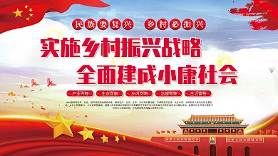 实施乡村振兴战略全面建成小康社会党建展板
