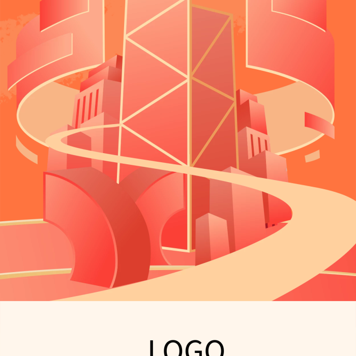 創(chuàng)意香港建筑可編輯插畫海報(bào)