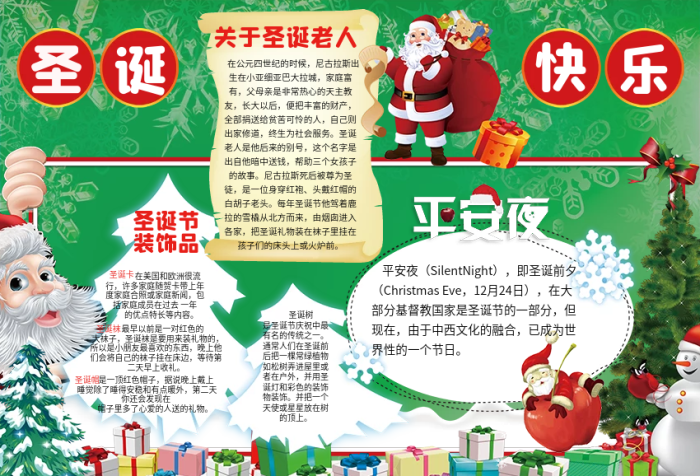 word分層圣誕節(jié)小報手抄報電子報模板