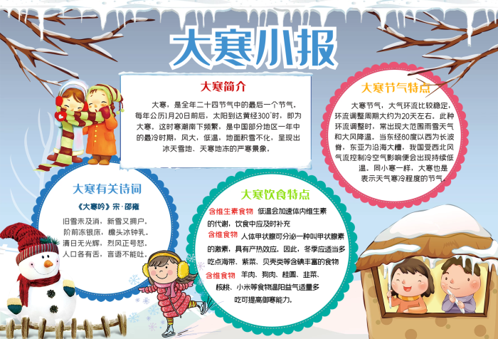 大寒小報二十四節(jié)氣手抄報傳統(tǒng)習俗電子小報