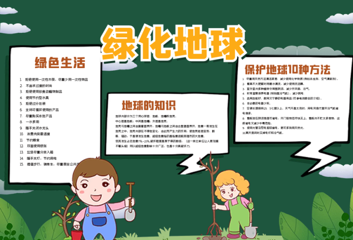 校园绿化地球黑板报