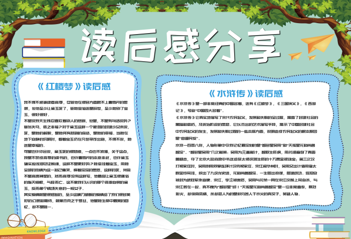 藍(lán)色清新讀后感分享手抄報(bào)