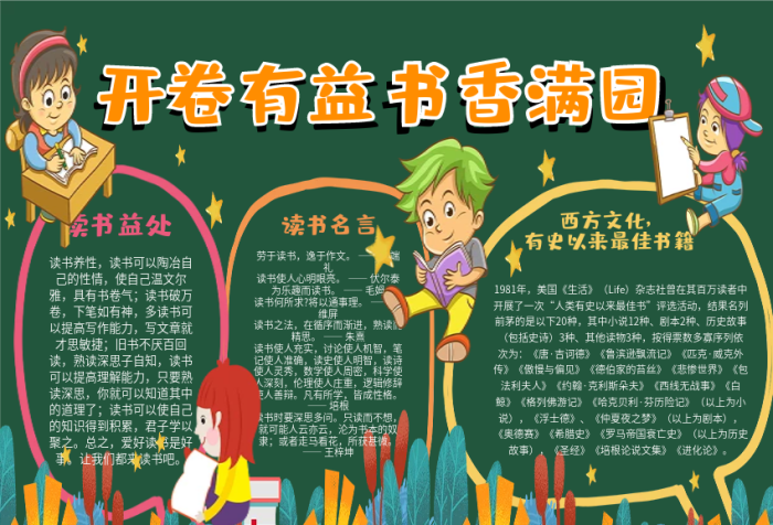 開卷有益書香滿園黑板報