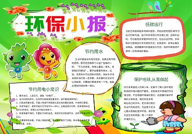 保护地球节约用水环保小报保护环境手抄电子小报