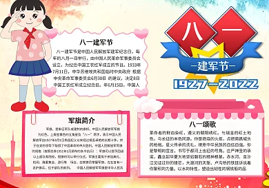 简约水彩八一建军节手抄报小报