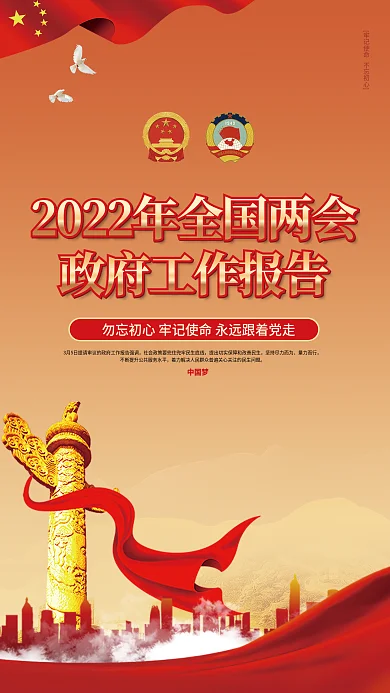 2022年全国两会政府工作报告宣传海报