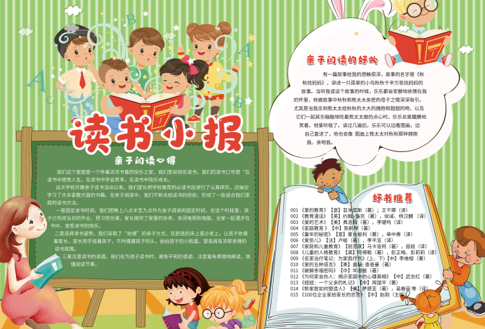 少兒讀書小報(bào)模版