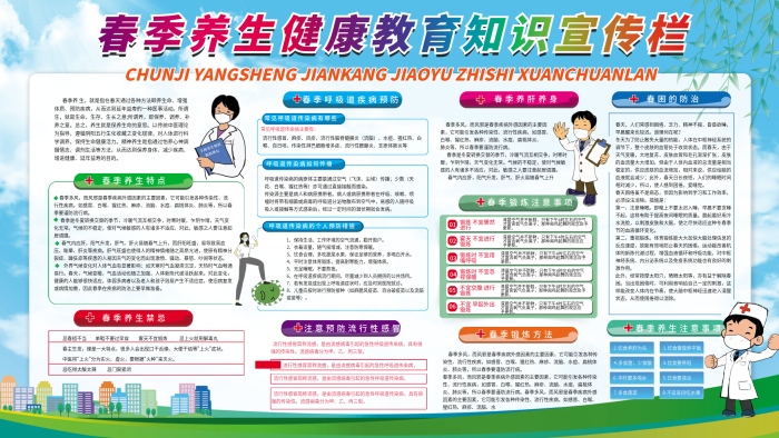 春季養(yǎng)生健康衛(wèi)生學(xué)校社區(qū)創(chuàng)文創(chuàng)衛(wèi)宣傳欄