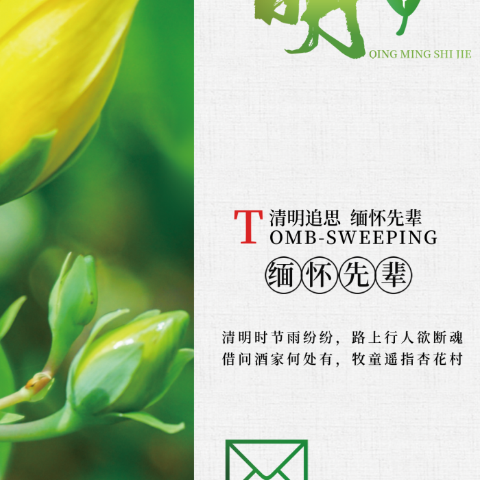 二十四節(jié)氣清明節(jié)花骨朵簡(jiǎn)約海報(bào)