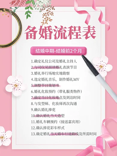 婚庆服务备婚流程攻略婚礼策划发圈海报